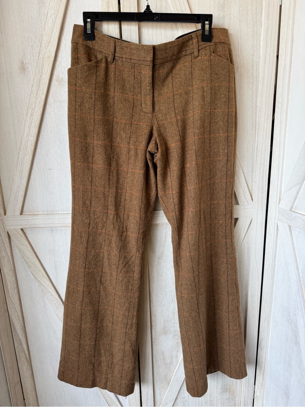 Express women’s Brown Plaid tweed Wool-Blend Trousers size 10 office wear